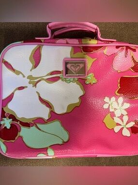Vintage Rare Roxy Pink Floral Cosmetic Case